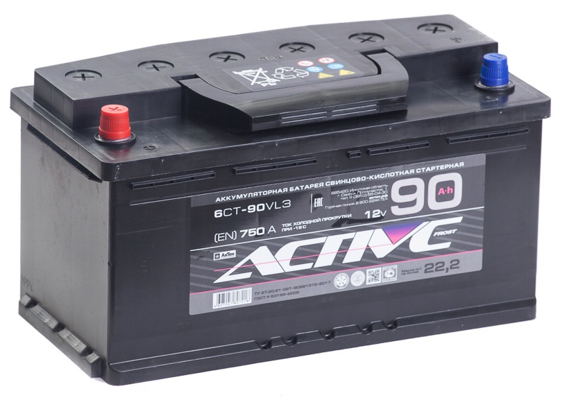 Аккумулятор автомобильный ACTIVE FROST АF 90-3-L  90Ah (п.п.)